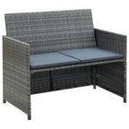 Set muebles de jardín 4 piezas y cojines ratán sintético gris