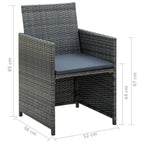 Set muebles de jardín 4 piezas y cojines ratán sintético gris