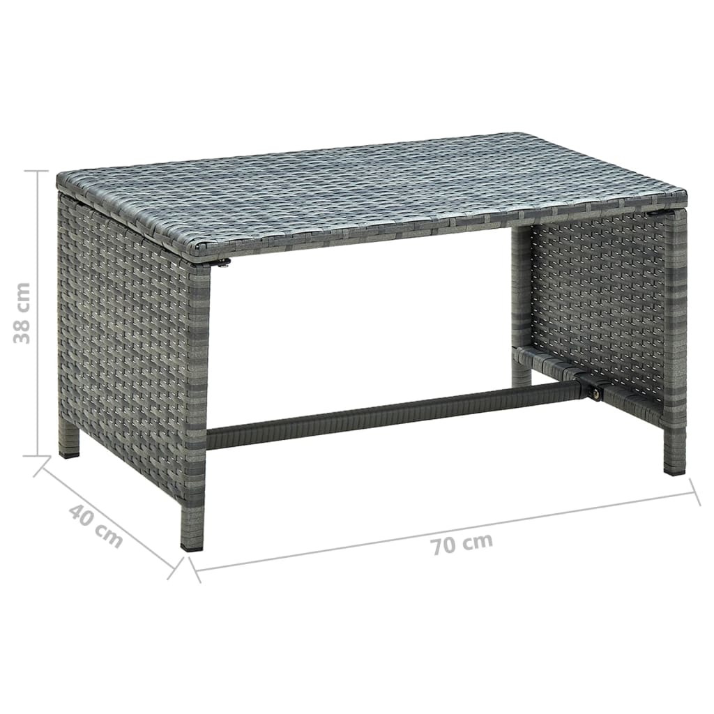 Set muebles de jardín 4 piezas y cojines ratán sintético gris