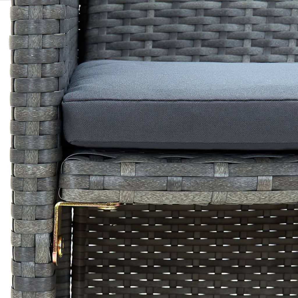 Set muebles de jardín 4 piezas y cojines ratán sintético gris