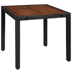 Set comedor jardín 5 pzas ratán sintético y madera acacia negro