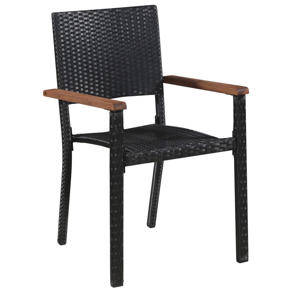 Set comedor jardín 5 pzas ratán sintético y madera acacia negro