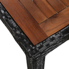 Set comedor jardín 5 pzas ratán sintético y madera acacia negro