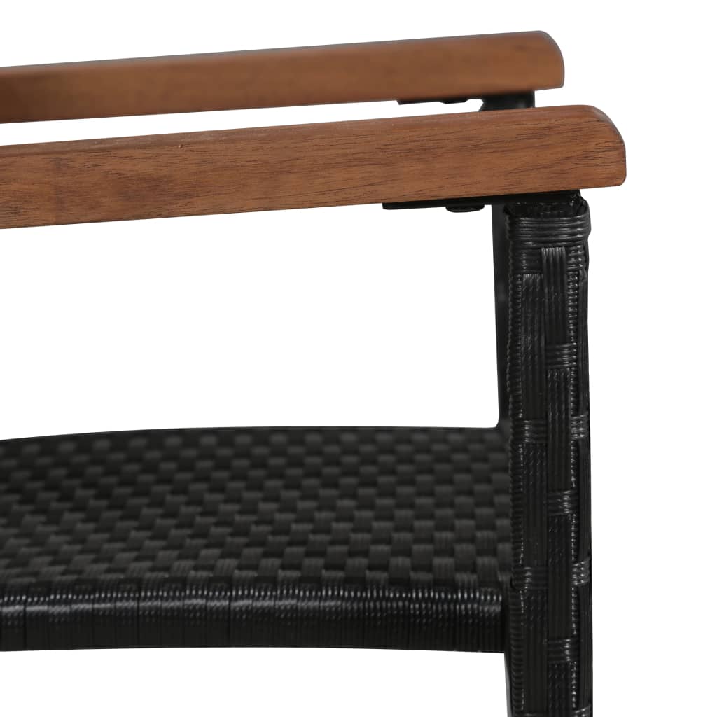 Set comedor jardín 5 pzas ratán sintético y madera acacia negro