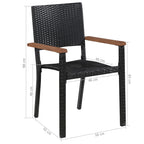 Set comedor jardín 5 pzas ratán sintético y madera acacia negro