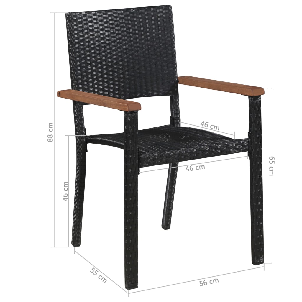 Set comedor jardín 5 pzas ratán sintético y madera acacia negro