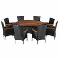 Juegos de muebles 9 pcs Negro y crema ratán sintético