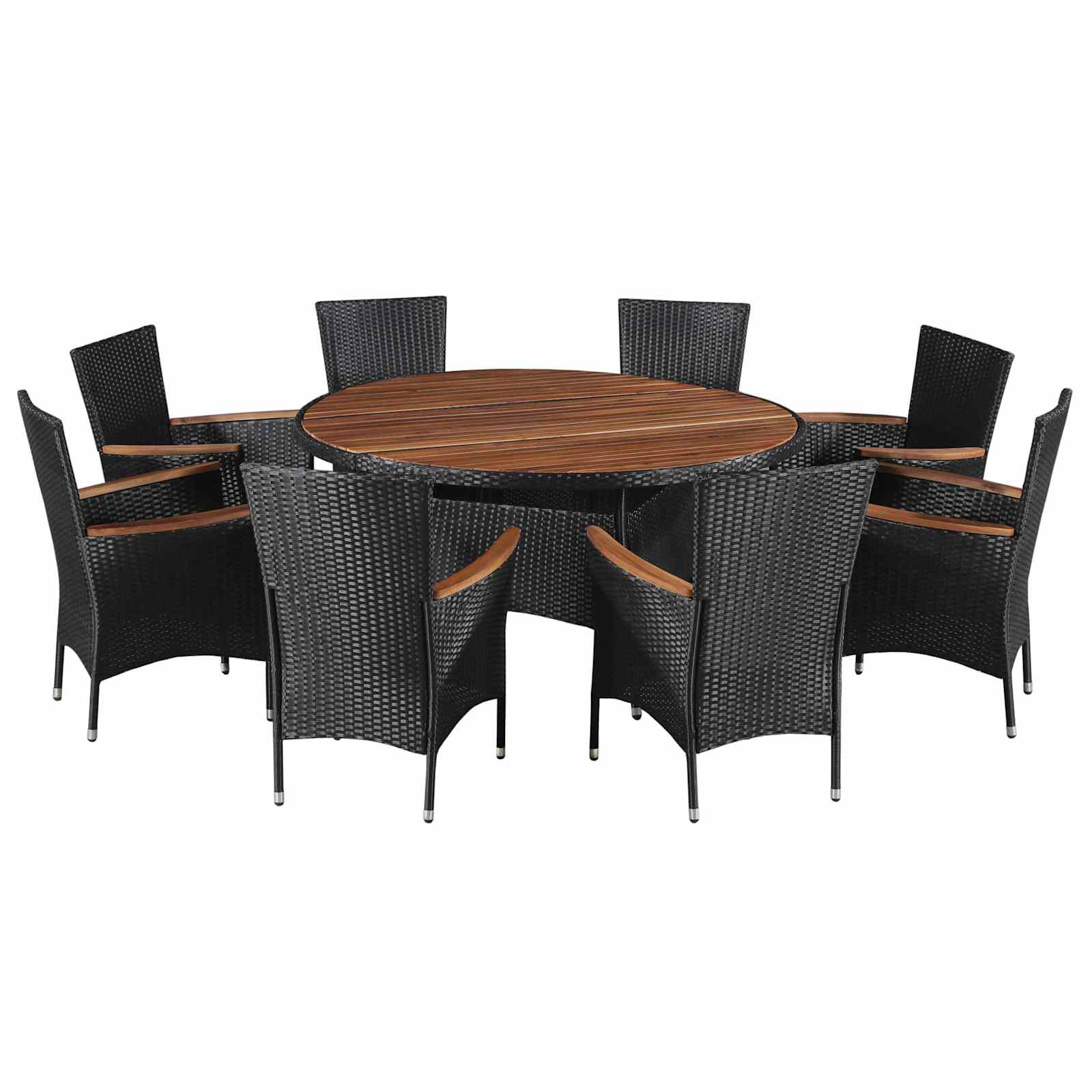 Juegos de muebles 9 pcs Negro y crema ratán sintético