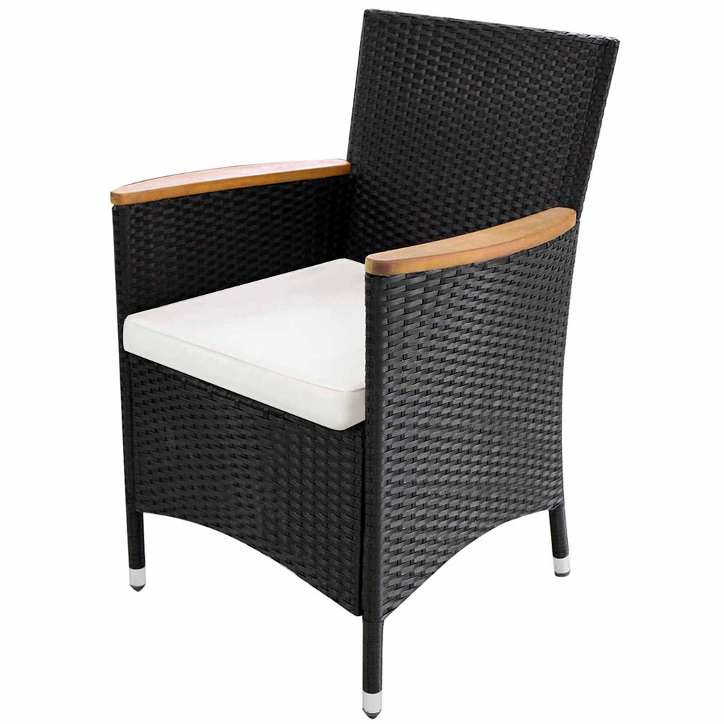 Juegos de muebles 9 pcs Negro y crema ratán sintético