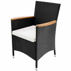 Juegos de muebles 9 pcs Negro y crema ratán sintético