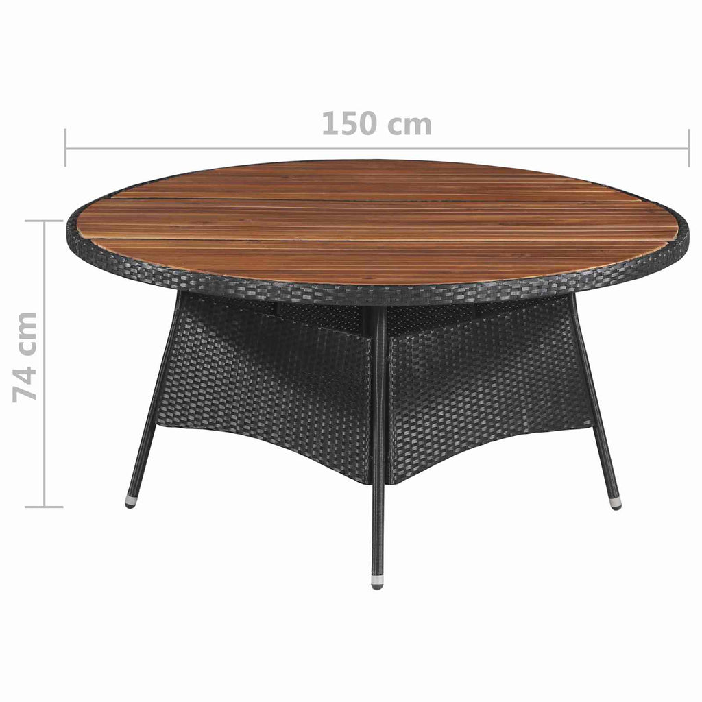 Juegos de muebles 9 pcs Negro y crema ratán sintético