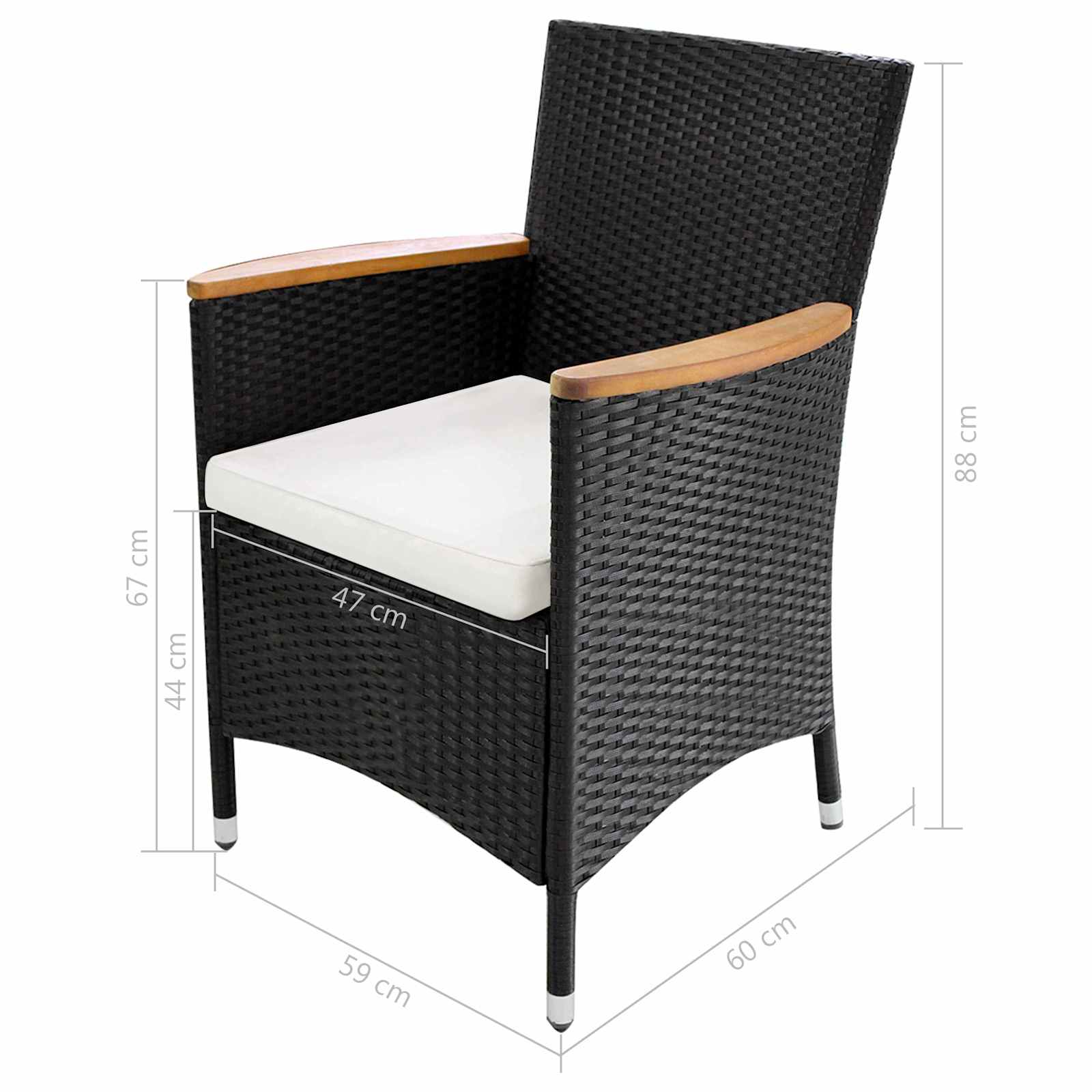 Juegos de muebles 9 pcs Negro y crema ratán sintético
