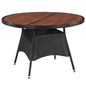 Garden table synthetic rattan solid acacia wood 115x74 cm