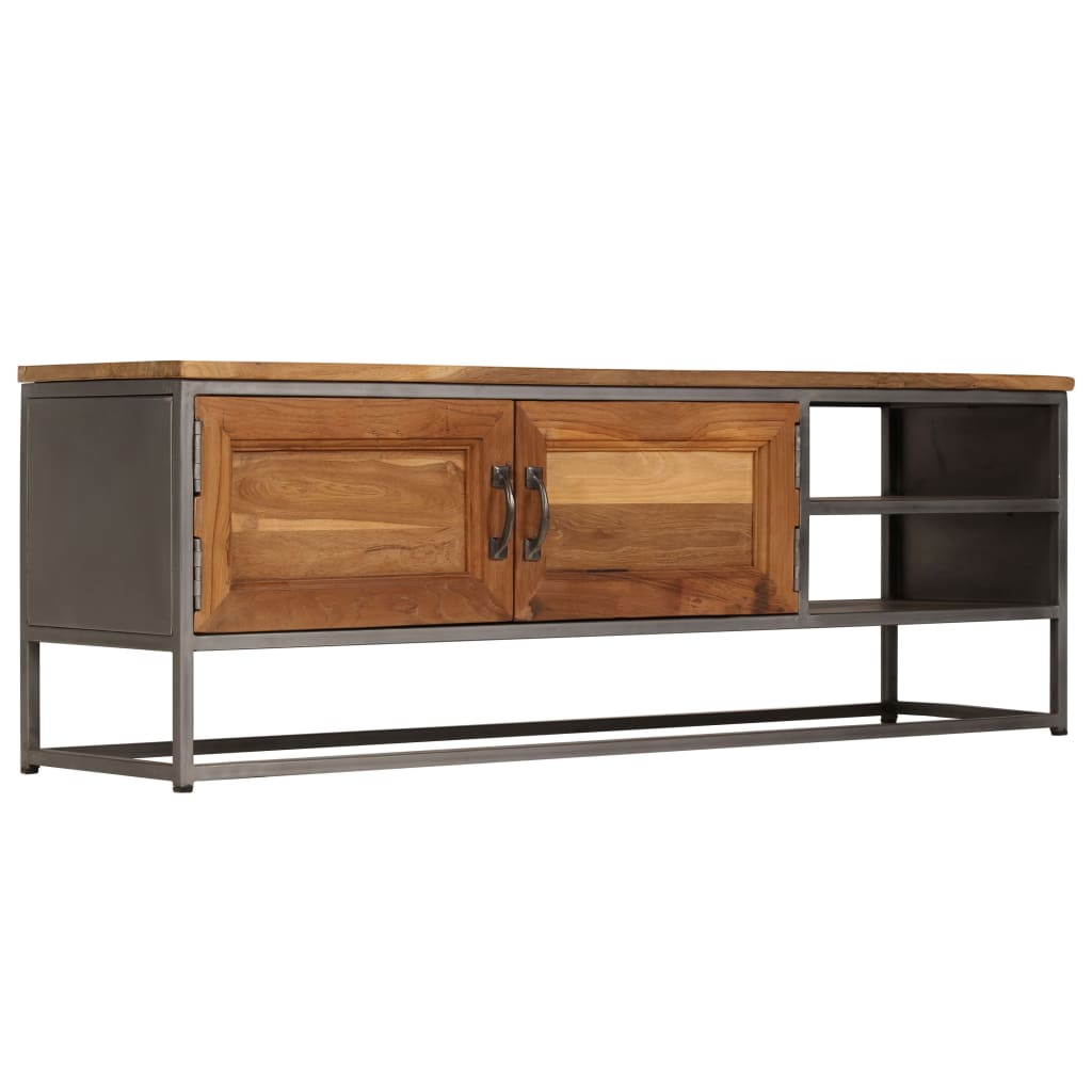 Mueble para TV madera de teca reciclada y acero 120x30x40 cm