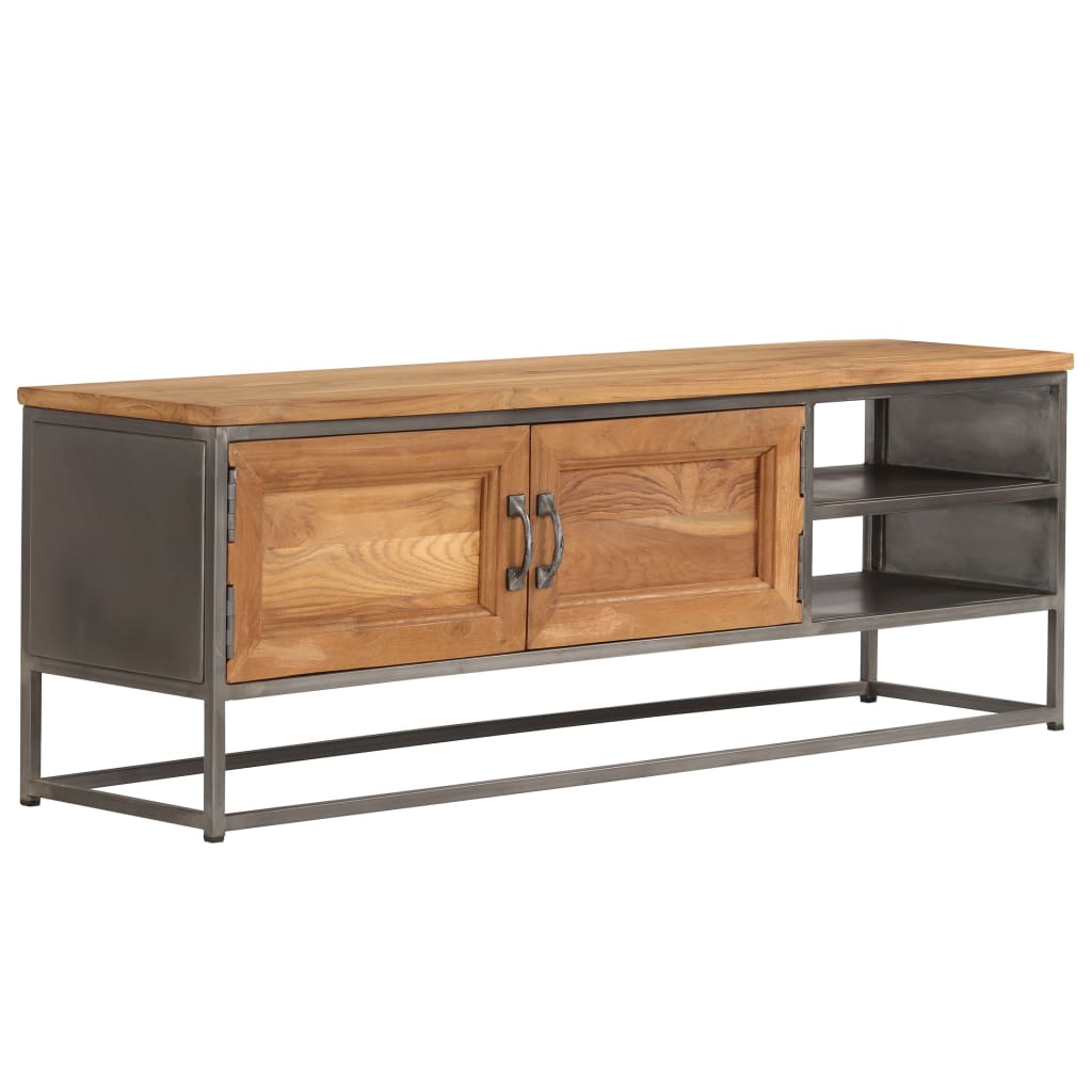 Mueble para TV madera de teca reciclada y acero 120x30x40 cm