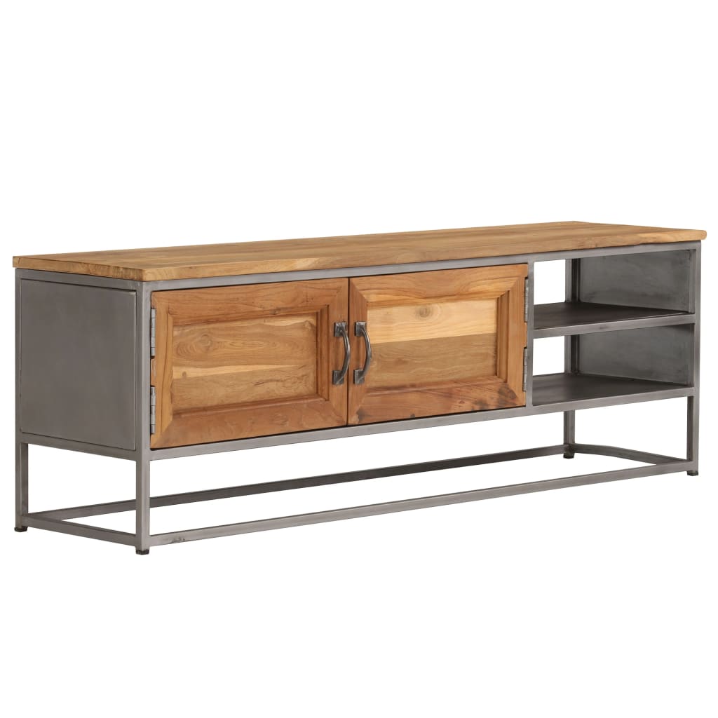 Mueble para TV madera de teca reciclada y acero 120x30x40 cm