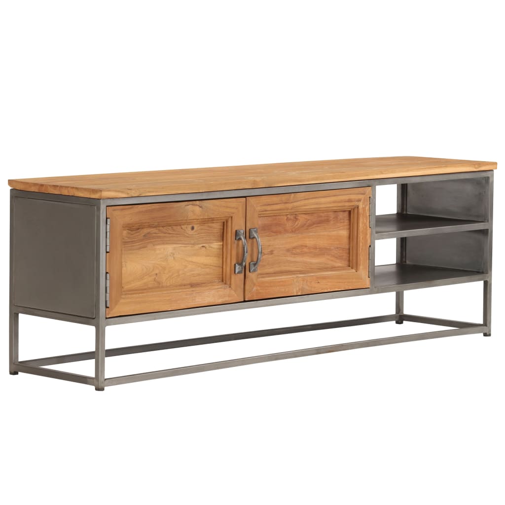 Mueble para TV madera de teca reciclada y acero 120x30x40 cm