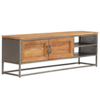 Mueble para TV madera de teca reciclada y acero 120x30x40 cm