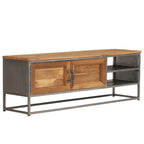 Mueble para TV madera de teca reciclada y acero 120x30x40 cm