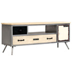 Mueble para TV de madera de mango maciza y acero 120x30x45 cm