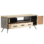 Mueble para TV de madera de mango maciza y acero 120x30x45 cm