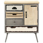 Aparador de madera maciza de mango y acero 65x33x76 cm