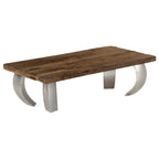 Mesa de centro de opio madera reciclada y acero 110x60x35 cm