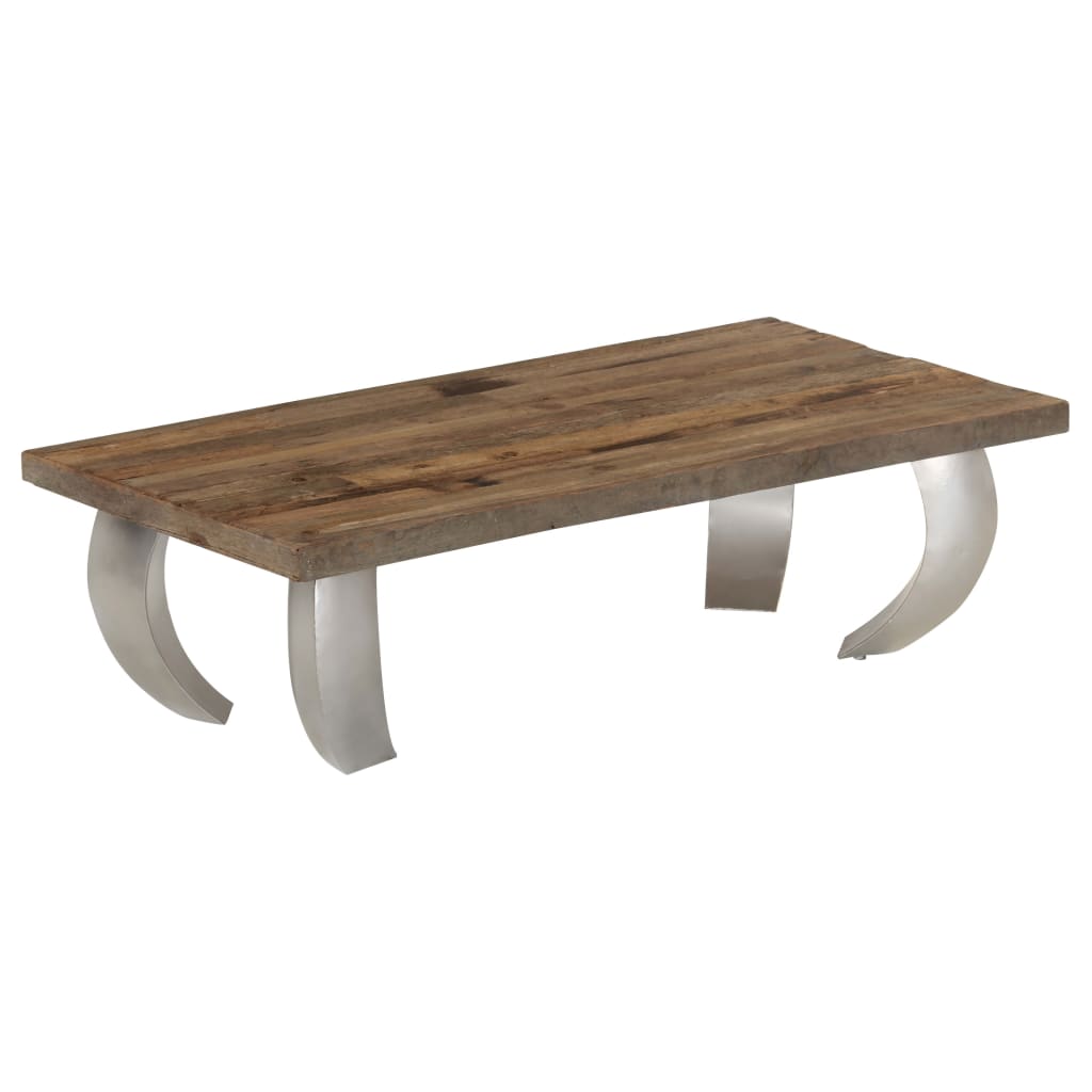 Mesa de centro de opio madera reciclada y acero 110x60x35 cm