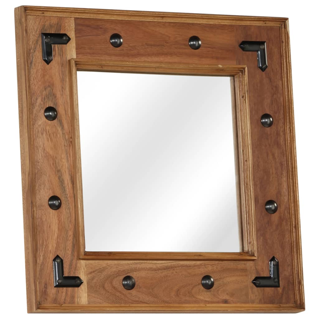 Espejo de madera maciza de acacia 50x50 cm