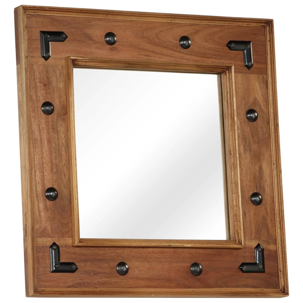 Espejo de madera maciza de acacia 50x50 cm