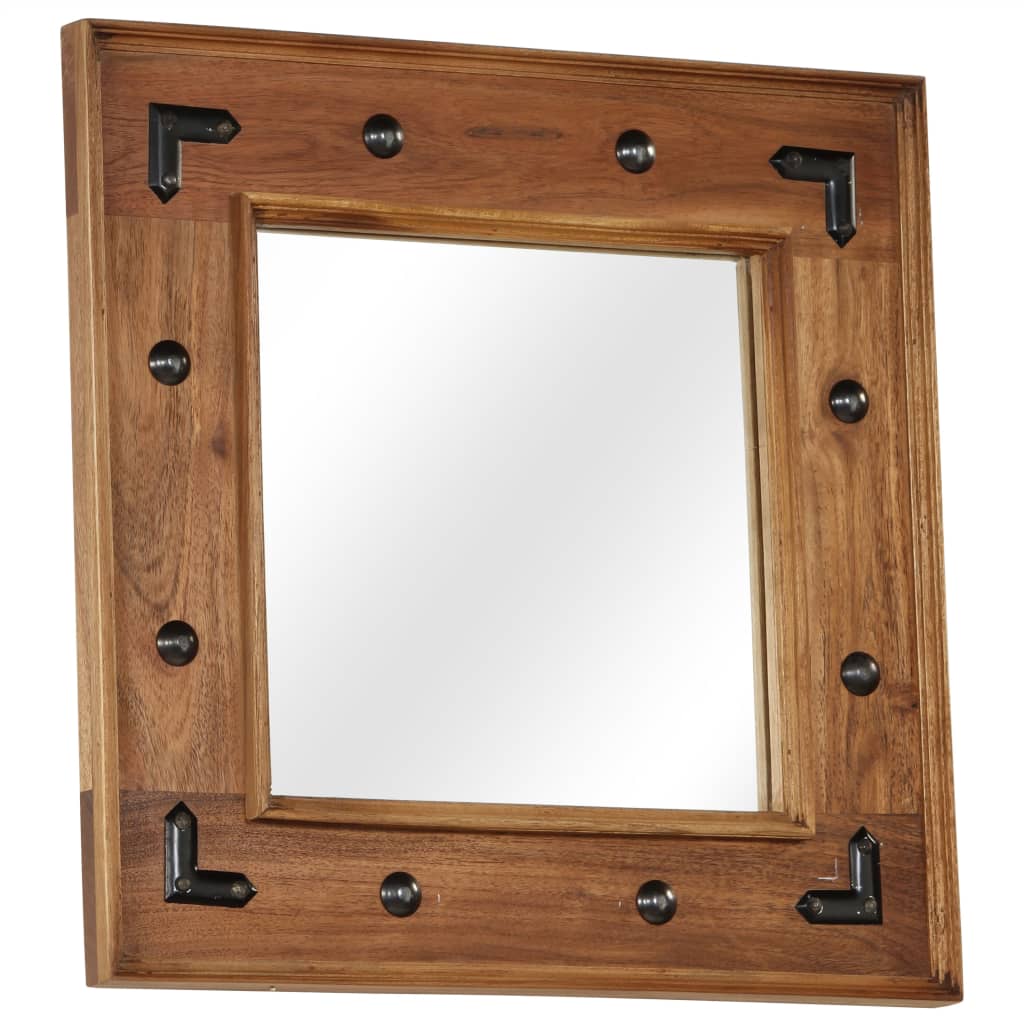 Espejo de madera maciza de acacia 50x50 cm