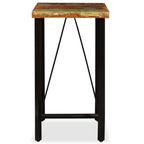 Mesa y 2 taburetes bar madera maciza reciclada cuero real lona