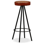 Mesa y 2 taburetes bar madera maciza reciclada cuero real lona