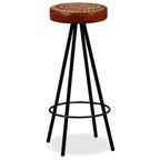 Mesa y 2 taburetes bar madera maciza reciclada cuero real lona