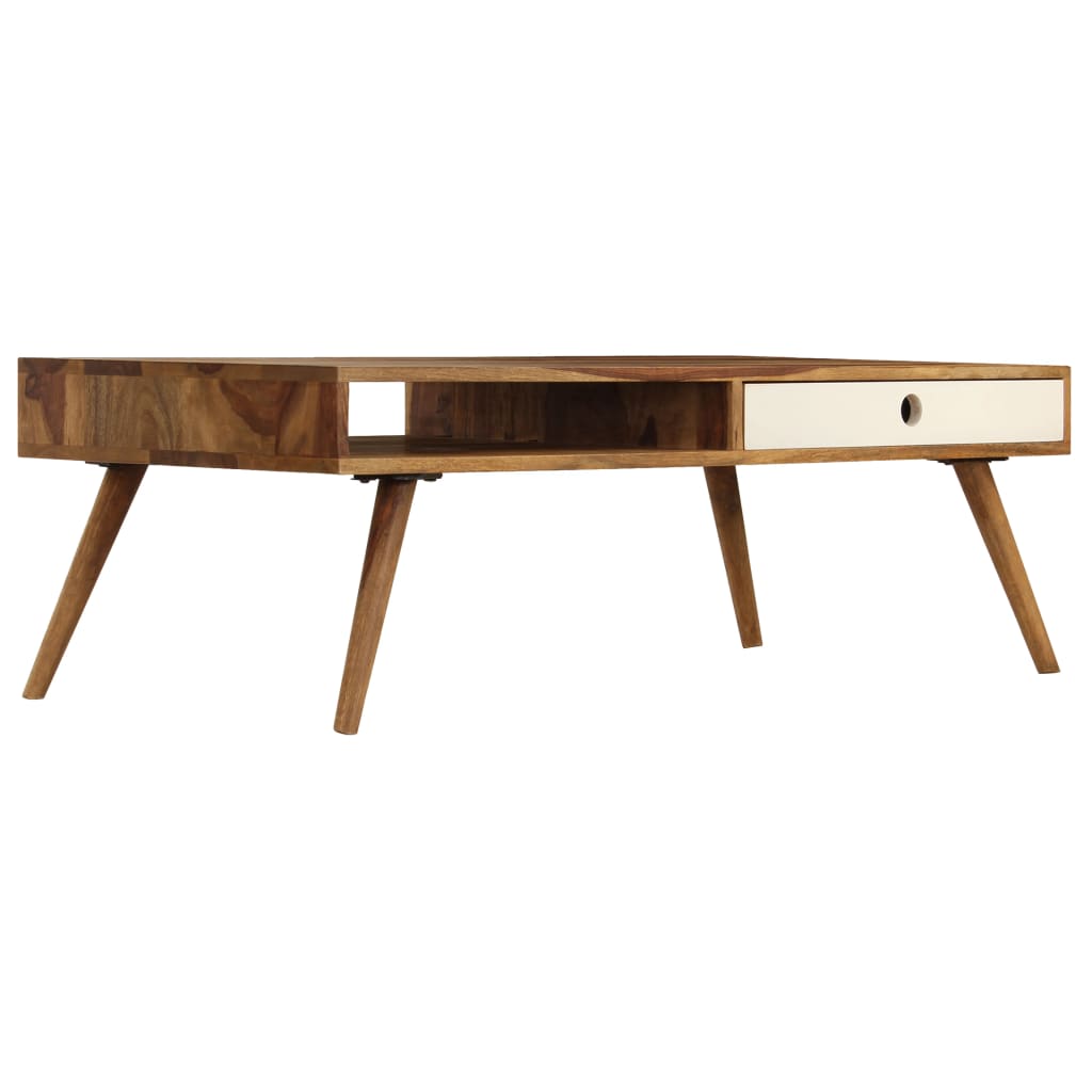 Mesa de centro de madera maciza de acacia 110x50x35 cm