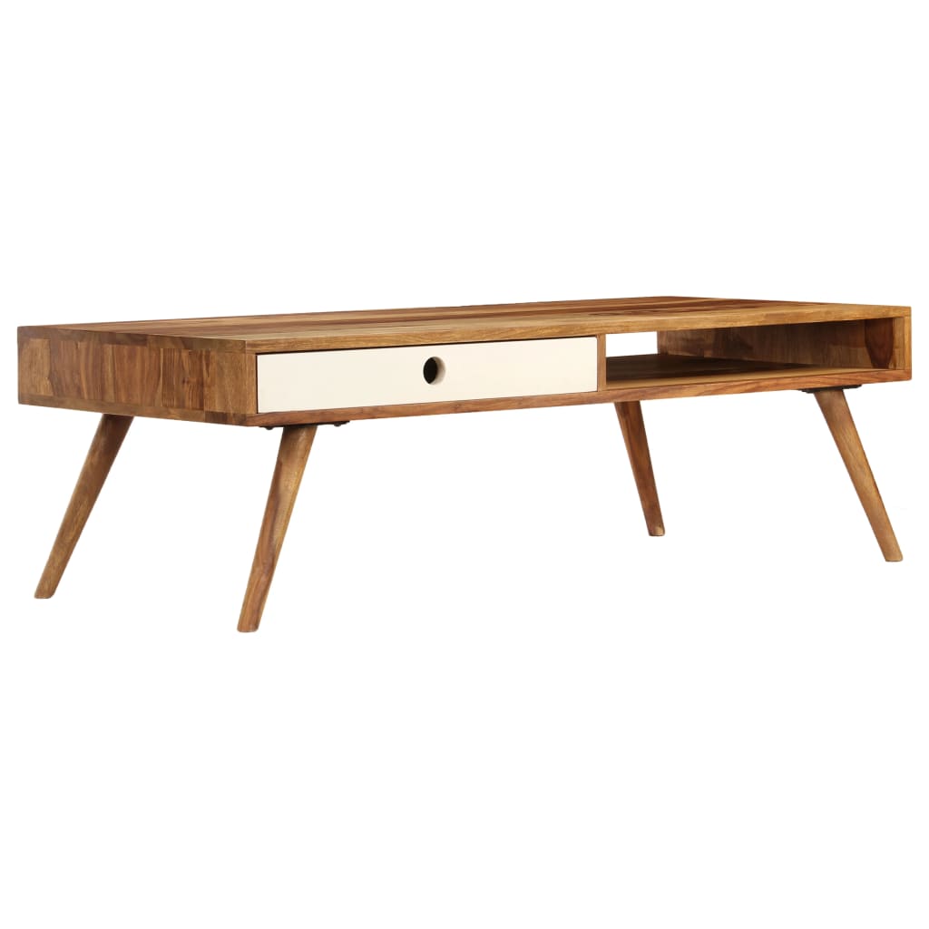 Mesa de centro de madera maciza de acacia 110x50x35 cm