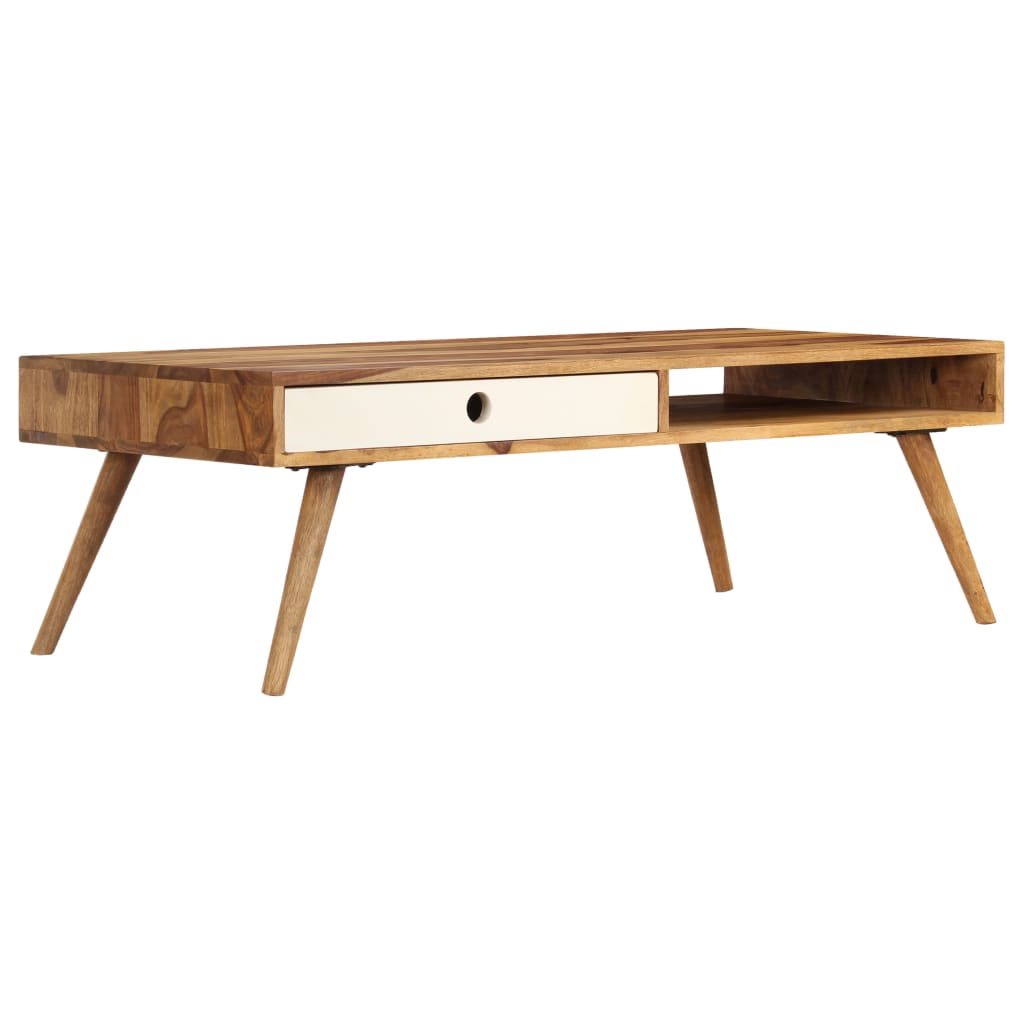 Mesa de centro de madera maciza de acacia 110x50x35 cm