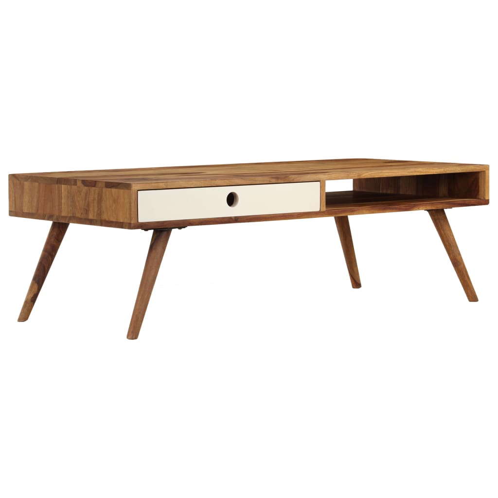 Mesa de centro de madera maciza de acacia 110x50x35 cm