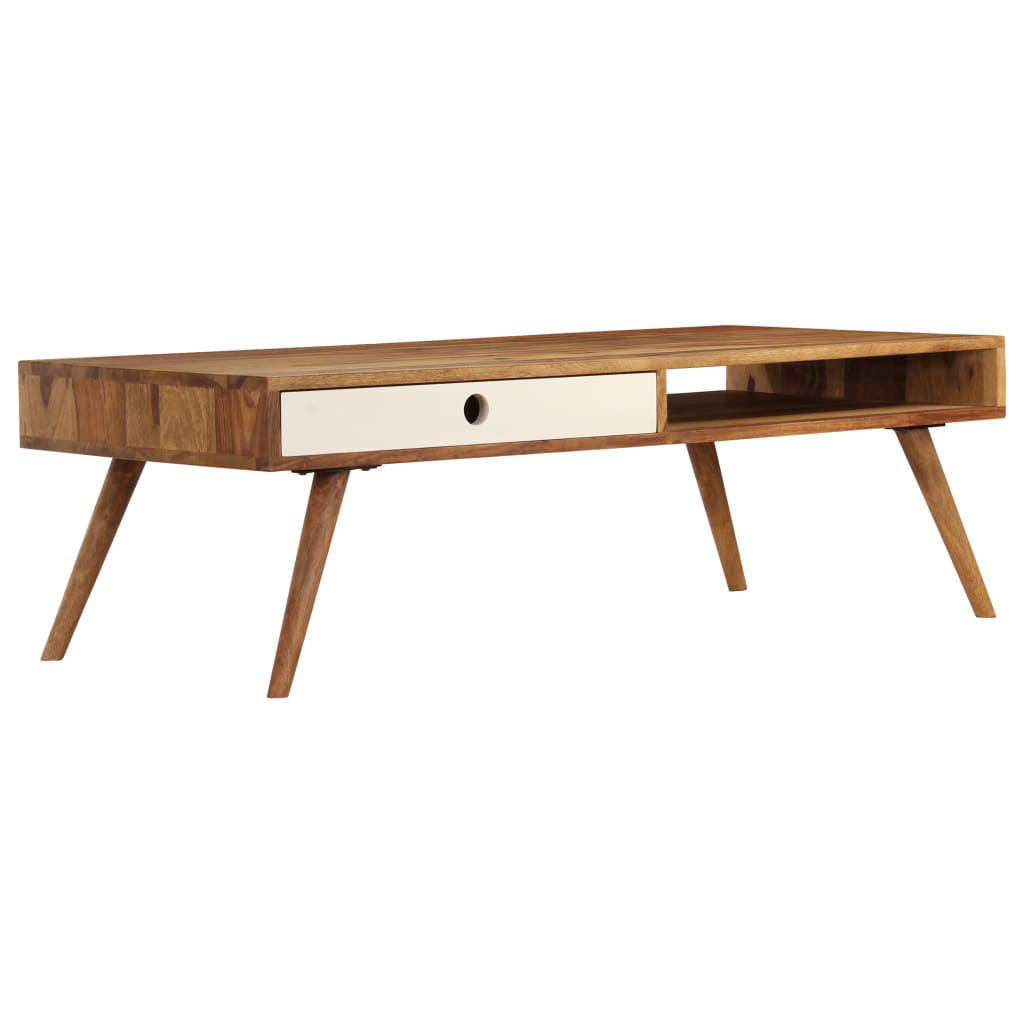 Mesa de centro de madera maciza de acacia 110x50x35 cm