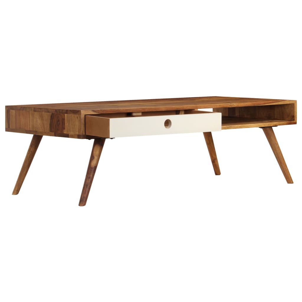 Mesa de centro de madera maciza de acacia 110x50x35 cm