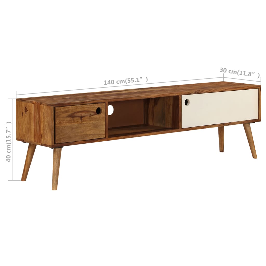 Mueble para TV madera maciza de acacia 140x30x40 cm