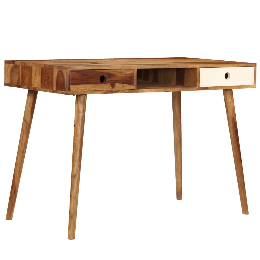 Escritorio de madera maciza de acacia 110x55x76 cm