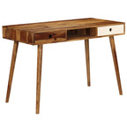 Escritorio de madera maciza de acacia 110x55x76 cm