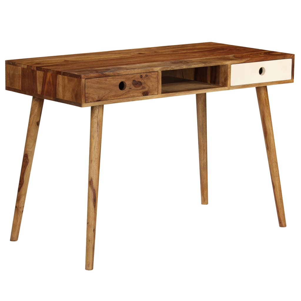 Escritorio de madera maciza de acacia 110x55x76 cm