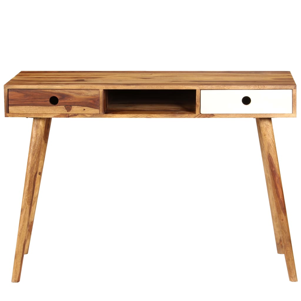 Escritorio de madera maciza de acacia 110x55x76 cm