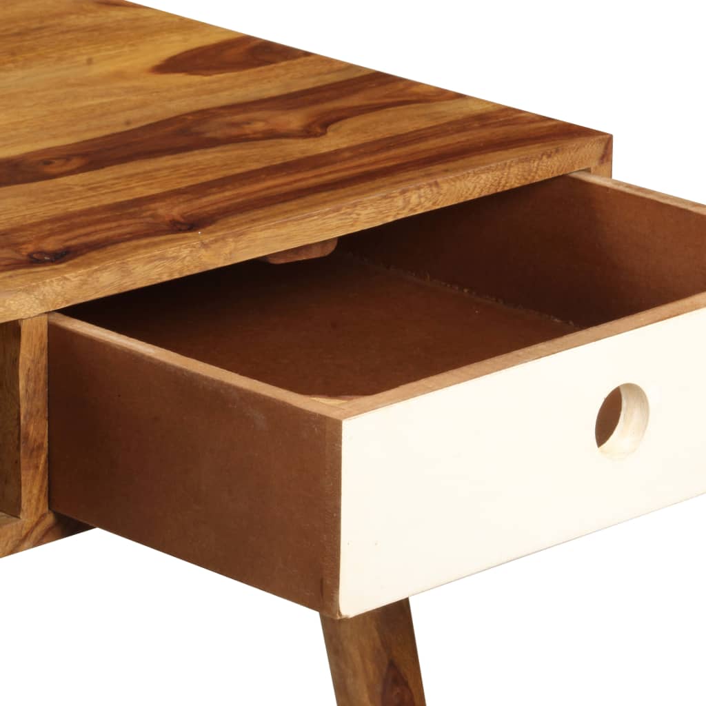 Escritorio de madera maciza de acacia 110x55x76 cm