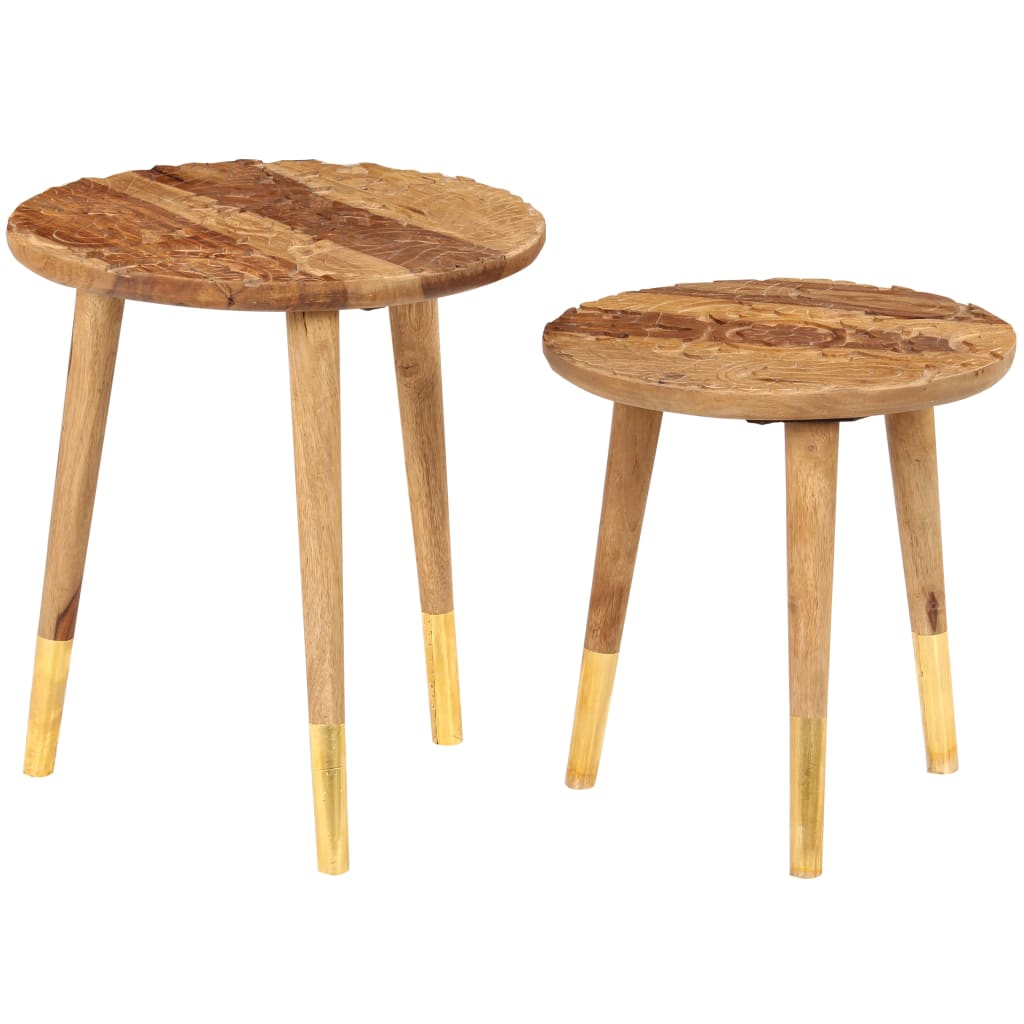 Mesas de centro 2 piezas madera maciza