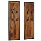 Percheros 2 unidades de madera maciza de acacia