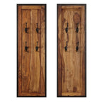 Percheros 2 unidades de madera maciza de acacia