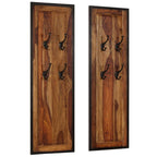 Percheros 2 unidades de madera maciza de acacia